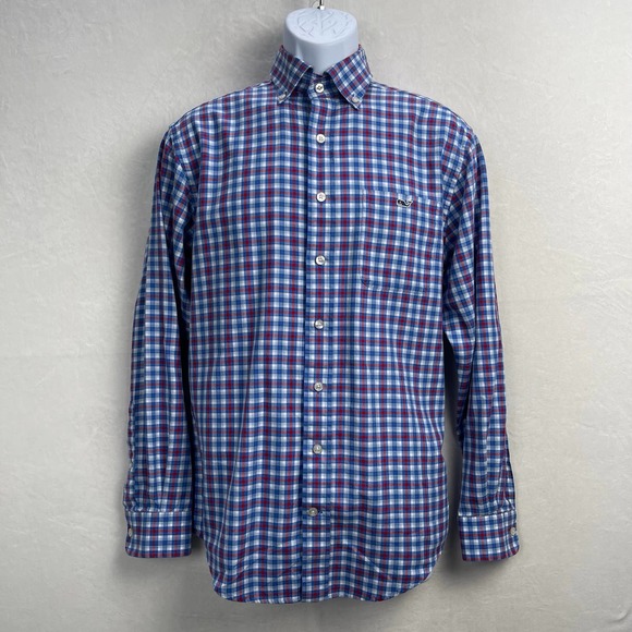 Vineyard Vines Other - Vineyard‎ Vines Slim Fit Tucker Button Up Shirt Red, White, & Blue Plaid Small